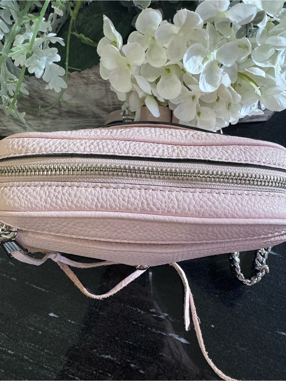 🌸Rebecca Minkoff Mini MAC Blush Pink Pebbled Leather Crossbody Bag Silver - Picture 9 of 14